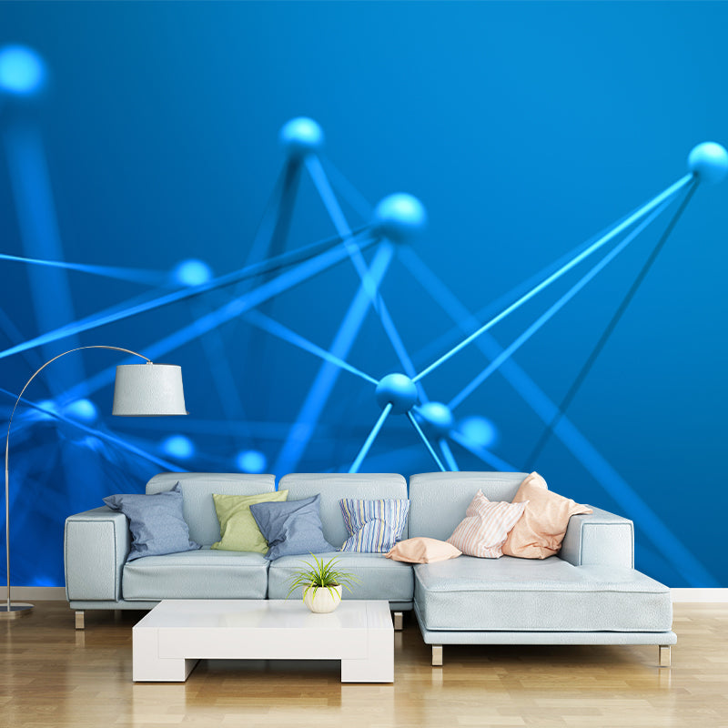 Full Size Molecule Wall Mural Decal Blue Non-Woven Fabric Wall Decor, Washable, Custom Made Blue Clearhalo 'Wall Decor' 'Wall Mural' 1513976