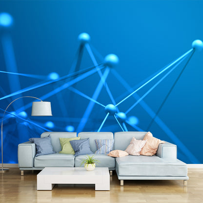 Full Size Molecule Wall Mural Decal Blue Non-Woven Fabric Wall Decor, Washable, Custom Made Blue Clearhalo 'Wall Decor' 'Wall Mural' 1513976