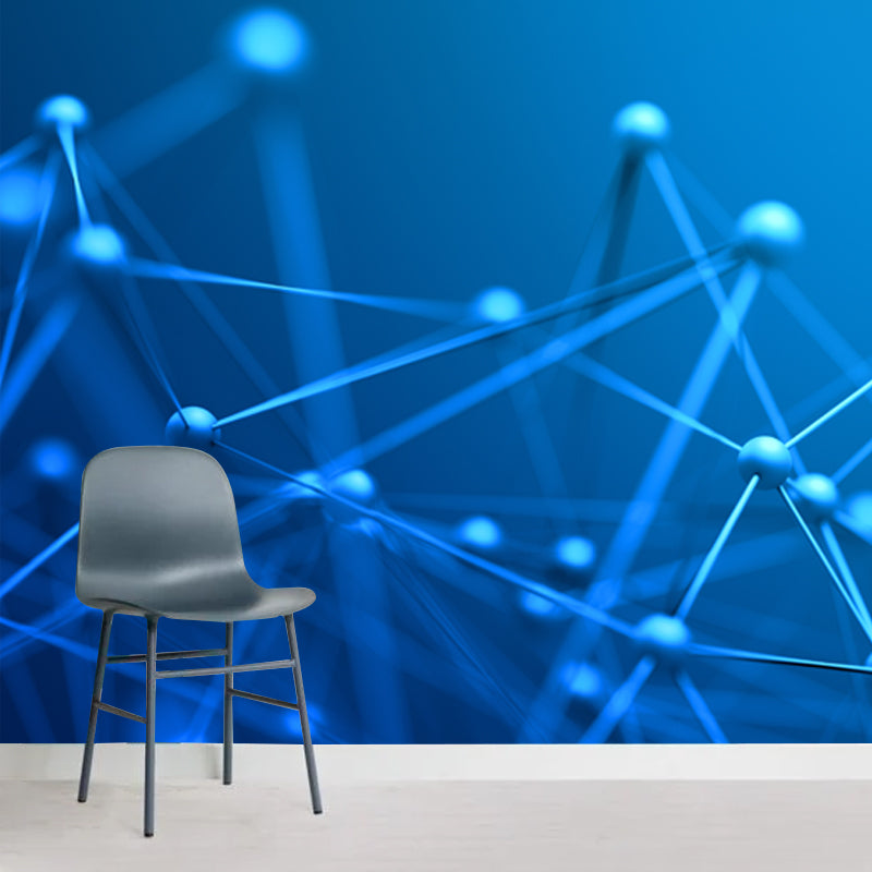 Full Size Molecule Wall Mural Decal Blue Non-Woven Fabric Wall Decor, Washable, Custom Made Clearhalo 'Wall Decor' 'Wall Mural' 1513977