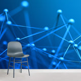 Full Size Molecule Wall Mural Decal Blue Non-Woven Fabric Wall Decor, Washable, Custom Made Clearhalo 'Wall Decor' 'Wall Mural' 1513977