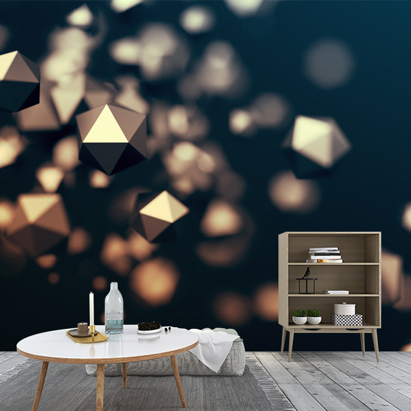 Floating 3D Geometric Shape Mural Yellow Modern Style Wall Decoration for Living Room Yellow Clearhalo 'Wall Decor' 'Wall Mural' 1513998