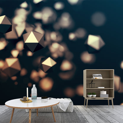 Floating 3D Geometric Shape Mural Yellow Modern Style Wall Decoration for Living Room Yellow Clearhalo 'Wall Decor' 'Wall Mural' 1513998