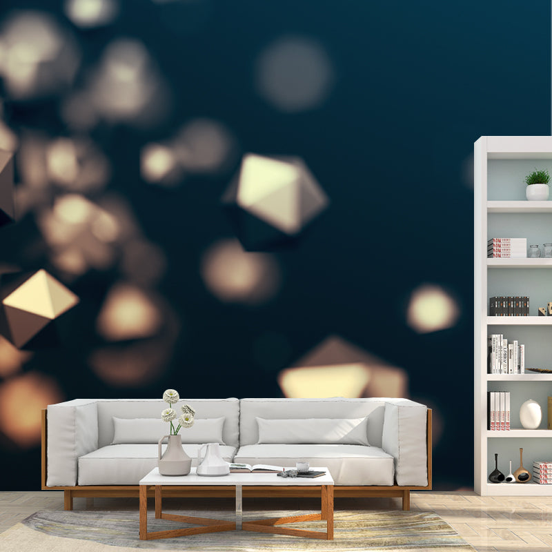 Floating 3D Geometric Shape Mural Yellow Modern Style Wall Decoration for Living Room Clearhalo 'Wall Decor' 'Wall Mural' 1514000