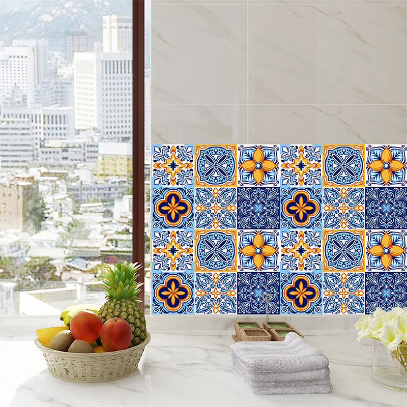 Fleur De Lis Stick Wallpapers Blue Bohemia Wall Art for Kitchen Backsplash, 18 Pieces Blue A Clearhalo 'Wall Decor' 'Wallpaper' 1514118