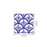 Floral Porcelain Tile Wallpaper Panels 18 Pcs Blue PVC Wall Decor, Easy to Remove, 7.8-sq ft Clearhalo 'Wall Decor' 'Wallpaper' 1514183