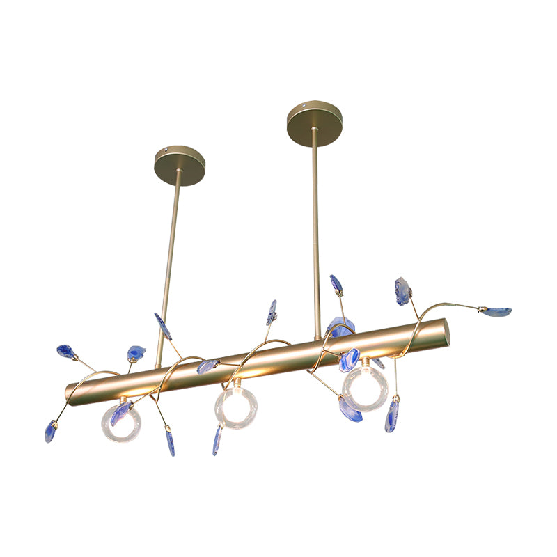 Iron Branch Island Pendant Contemporary 3-Light Ceiling Light Fixture in Pink/Yellow/Orange with Clear Glass Ball Shade Clearhalo 'Ceiling Lights' 'Close To Ceiling Lights' 'Glass shade' 'Glass' 'Island Lights' Lighting' 151429