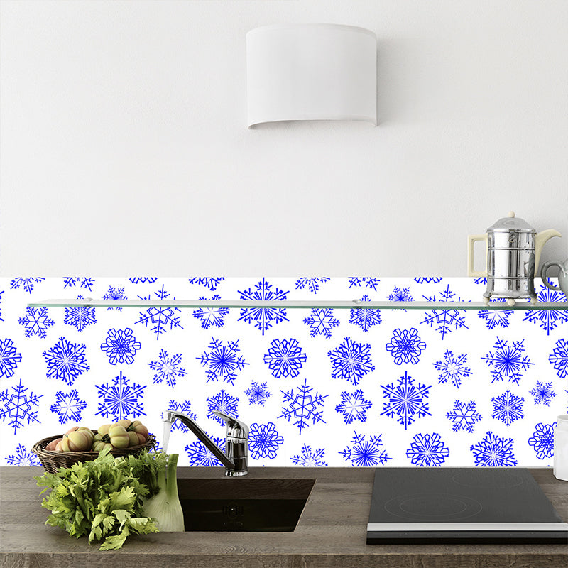 Self Sticking Snowflake Wallpaper Panels 18 Pcs Contemporary PVC Wall Art, 8' L x 8" W Clearhalo 'Modern wall decor' 'Modern' 'Wallpaper' Wall Decor' 1514408