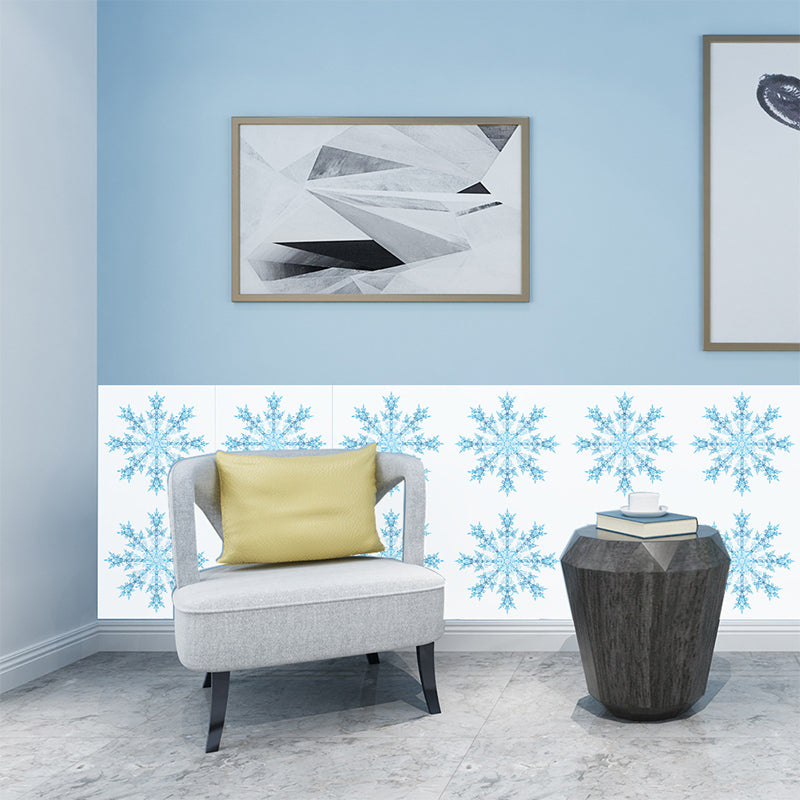 Self Sticking Snowflake Wallpaper Panels 18 Pcs Contemporary PVC Wall Art, 8' L x 8" W Light Blue Clearhalo 'Modern wall decor' 'Modern' 'Wallpaper' Wall Decor' 1514412
