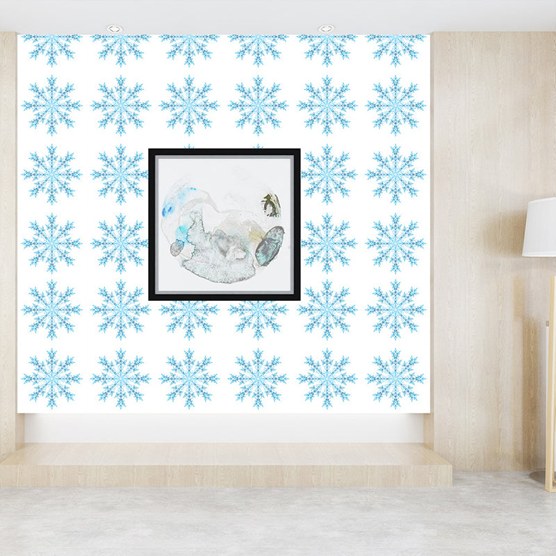 Self Sticking Snowflake Wallpaper Panels 18 Pcs Contemporary PVC Wall Art, 8' L x 8" W Clearhalo 'Modern wall decor' 'Modern' 'Wallpaper' Wall Decor' 1514413