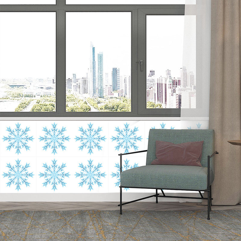 Self Sticking Snowflake Wallpaper Panels 18 Pcs Contemporary PVC Wall Art, 8' L x 8" W Clearhalo 'Modern wall decor' 'Modern' 'Wallpaper' Wall Decor' 1514414