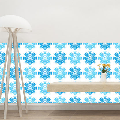 Self Sticking Snowflake Wallpaper Panels 18 Pcs Contemporary PVC Wall Art, 8' L x 8" W Blue Clearhalo 'Modern wall decor' 'Modern' 'Wallpaper' Wall Decor' 1514417