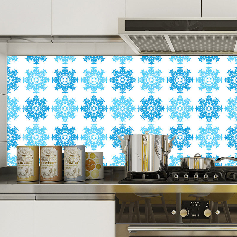 Self Sticking Snowflake Wallpaper Panels 18 Pcs Contemporary PVC Wall Art, 8' L x 8" W Clearhalo 'Modern wall decor' 'Modern' 'Wallpaper' Wall Decor' 1514419