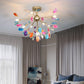 Starburst Semi Flush Mount Ceiling Fixture Nordic Metal and Agate Gold Ceiling Flush Mount for Bedroom Clearhalo 'Ceiling Lights' 'Chandeliers' 'Close To Ceiling Lights' 'Close to ceiling' 'Glass shade' 'Glass' 'Semi-flushmount' Lighting' 151465