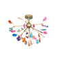 Starburst Semi Flush Mount Ceiling Fixture Nordic Metal and Agate Gold Ceiling Flush Mount for Bedroom Clearhalo 'Ceiling Lights' 'Chandeliers' 'Close To Ceiling Lights' 'Close to ceiling' 'Glass shade' 'Glass' 'Semi-flushmount' Lighting' 151466