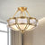 Traditional Blossom Ceiling Lighting 14"/18" Wide 3/4 Bulbs Frosted Glass Patterned Semi Flush Light Fixture in Brass Brass Clearhalo 'Ceiling Lights' 'Close To Ceiling Lights' 'Close to ceiling' 'Glass shade' 'Glass' 'Semi-flushmount' Lighting' 1515570