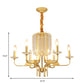 4/6/8 Lights Brass Hanging Ceiling Light Vintage Metallic Bare Bulb Hanging Chandelier Lamp with Crystal Deco Clearhalo 'Ceiling Lights' 'Chandeliers' 'Modern Chandeliers' 'Modern' Lighting' 151575