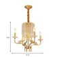 4/6/8 Lights Brass Hanging Ceiling Light Vintage Metallic Bare Bulb Hanging Chandelier Lamp with Crystal Deco Clearhalo 'Ceiling Lights' 'Chandeliers' 'Modern Chandeliers' 'Modern' Lighting' 151579