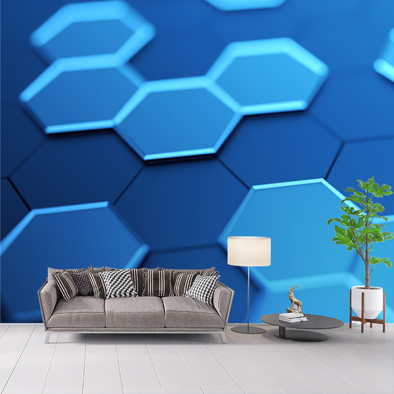 Cool 3D Honeycomb Wallpaper Mural for Bedroom Geometrical Wall Covering, Size Optional Clearhalo 'Wall Decor' 'Wall Mural' 1516035
