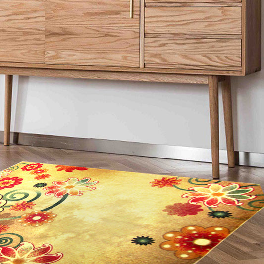 Vintage Floral Vine Rug in Yellow Bohemian Rug Polyester Anti-Slip Rug for Living Room Clearhalo 'Area Rug' 'Bohemian' 'Rugs' Rug' 1516069