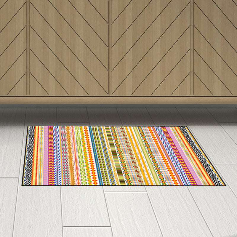 Vintage Geometric Stripe Rug in Yellow Bohemian Carpet Polyester Non-Slip Backing Rug for Living Room Clearhalo 'Area Rug' 'Bohemian' 'Rugs' Rug' 1516075