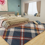 Red and Blue Modern Rug Polyester Plaid Rug Washable Non-Slip Backing Rectangle Rug for Living Room
