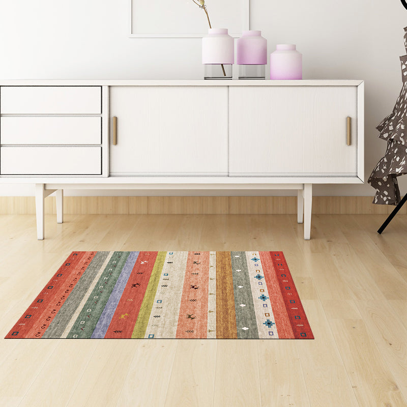 Funky Deer Stripe Grass Rug in Multi-color Bohemian Rug Polyester Washable Rug for Living Room Orange Pink Clearhalo 'Area Rug' 'Bohemian' 'Rugs' Rug' 1516129