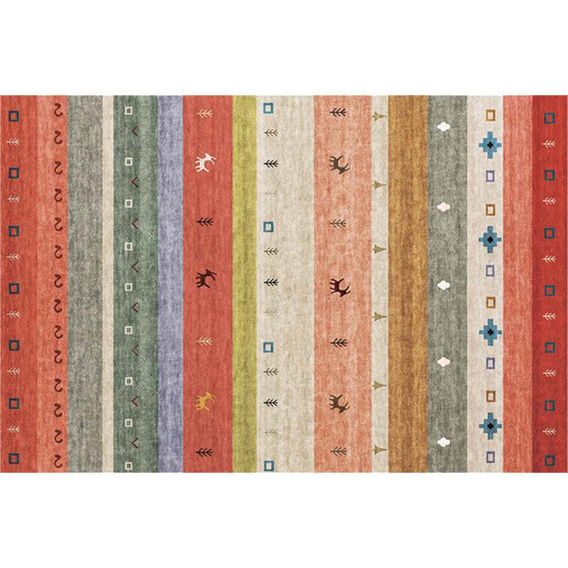 Funky Deer Stripe Grass Rug in Multi-color Bohemian Rug Polyester Washable Rug for Living Room Clearhalo 'Area Rug' 'Bohemian' 'Rugs' Rug' 1516131