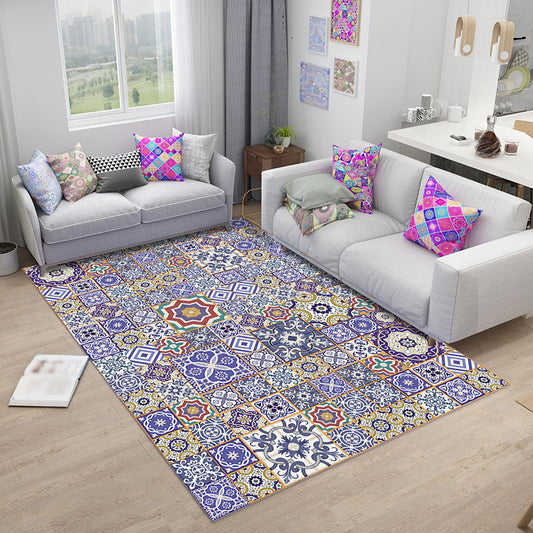 Moroccan Floral Motif Pattern Rug in Purple Polyester Carpet Anti-Slip Area Rug for Home Decoration Clearhalo 'Area Rug' 'Moroccan' 'Rugs' Rug' 1516138