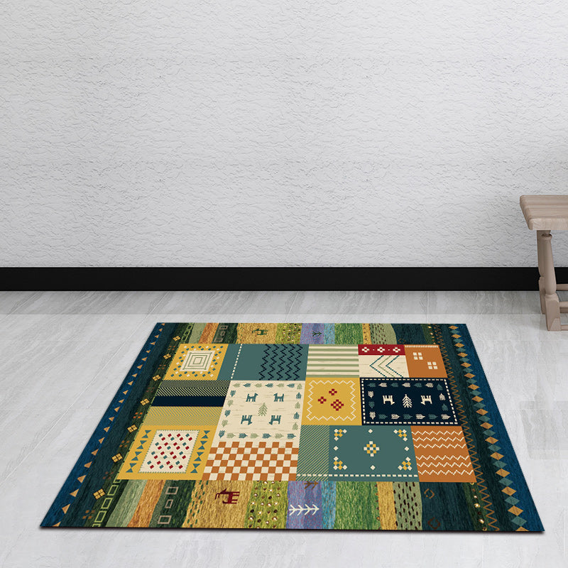 Mediterranean Moroccan Rug in Blue Deer Stripe Rhombus Pattern Area Rug Polyester Washable Area Rug for Home Decoration Clearhalo 'Area Rug' 'Moroccan' 'Rugs' Rug' 1516144
