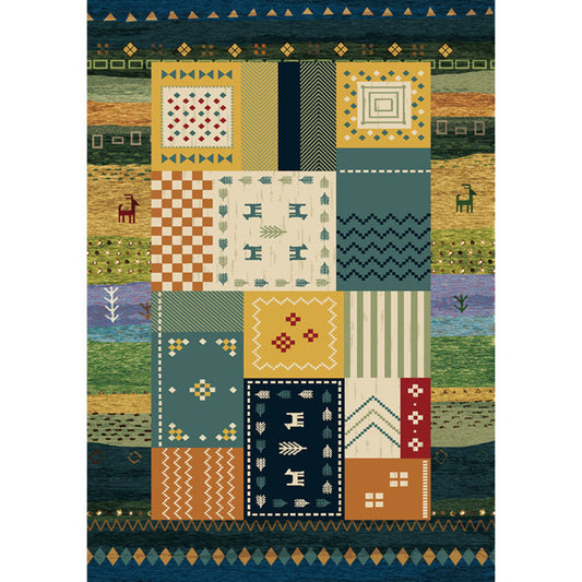 Mediterranean Moroccan Rug in Blue Deer Stripe Rhombus Pattern Area Rug Polyester Washable Area Rug for Home Decoration Clearhalo 'Area Rug' 'Moroccan' 'Rugs' Rug' 1516145