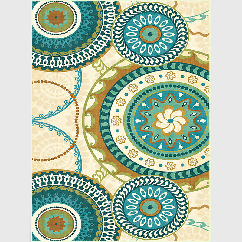 Yellow Moroccan Rug Polyester Flower Circle Dots Pattern Area Rug Anti-Slip Backing Carpet for Home Decoration Clearhalo 'Area Rug' 'Moroccan' 'Rugs' Rug' 1516151