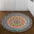 Blue and Orange Tribal Rug with Leaf Polyester Southwestern Print Rug Non-Slip Backing Area Rug for Bedroom Blue Clearhalo 'Area Rug' 'Rugs' 'Southwestern' Rug' 1516156