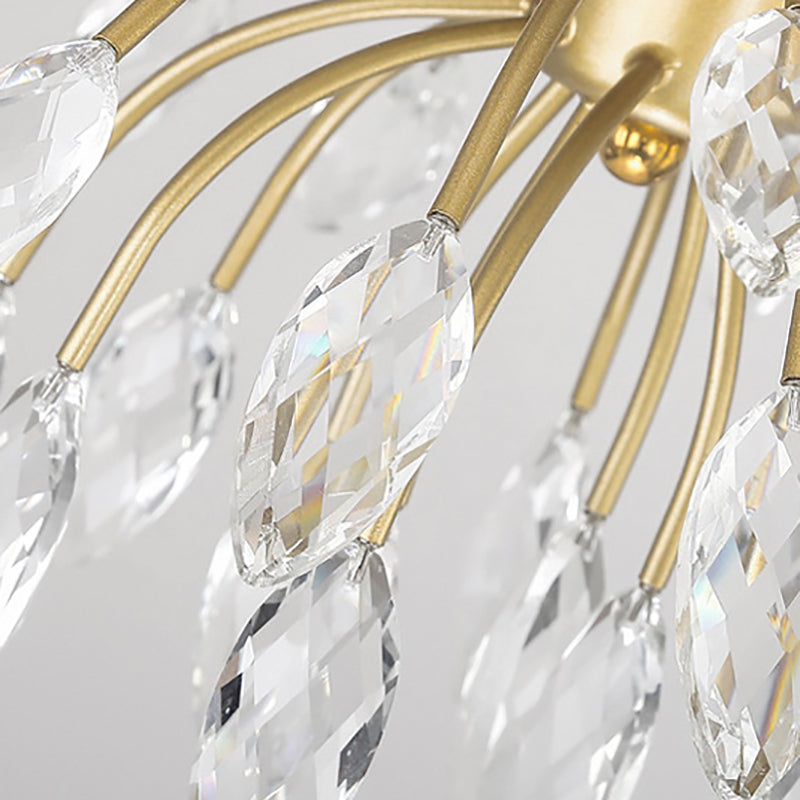 Brass Chandelier Lighting Vintage Metal 3/6/8 Heads Hanging Light Fixture with Open Bulb and Crystal Decoration Clearhalo 'Ceiling Lights' 'Chandeliers' 'Modern Chandeliers' 'Modern' Lighting' 151617