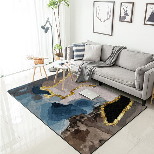 Nordic Modern Rug in Brown Abstract Painting Print Area Rug Polyester Washable Carpet for Home Decoration Blue Clearhalo 'Area Rug' 'Modern' 'Rugs' Rug' 1516194