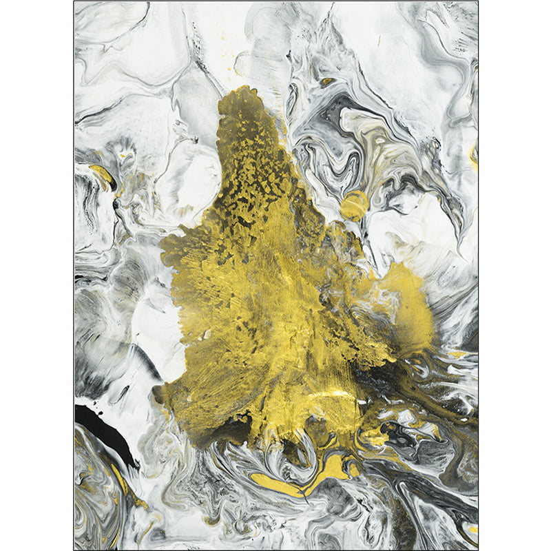 Modern Living Room Rug in White and Yellow Abstract Paint Pattern Rug Polyester Washable Area Rug Clearhalo 'Area Rug' 'Modern' 'Rugs' Rug' 1516204