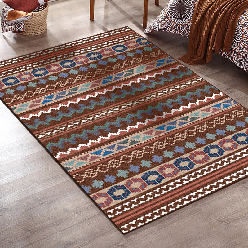 Eclectic Stripe Wave Triangle Rug in Burgundies Bohemian Carpet Polyester Non-Slip Backing Rug for Living Room Red Clearhalo 'Area Rug' 'Bohemian' 'Rugs' Rug' 1516221