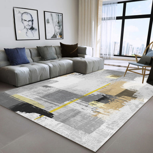 White and Yellow Funky Rug Wool Leather Striped Colorblock Rug Washable Rectangle Rug for Bedroom Yellow Clearhalo 'Area Rug' 'Modern' 'Rugs' Rug' 1516233