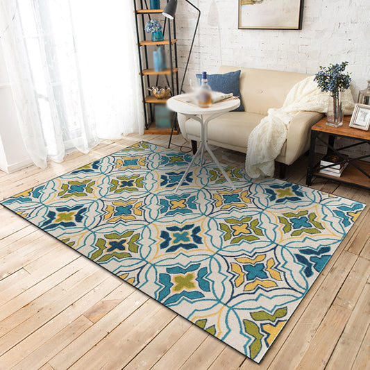 Ivory Moroccan Rug Polyester Geometric Floral Cross Print Rug Anti-Slip Carpet for Home Decoration Clearhalo 'Area Rug' 'Moroccan' 'Rugs' Rug' 1516247