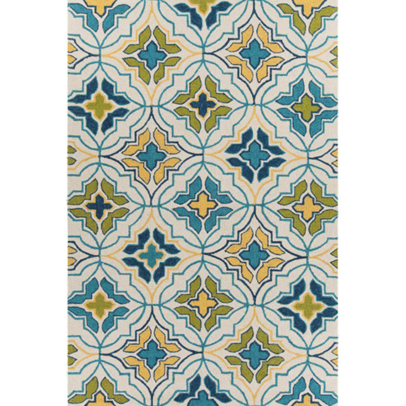 Ivory Moroccan Rug Polyester Geometric Floral Cross Print Rug Anti-Slip Carpet for Home Decoration Clearhalo 'Area Rug' 'Moroccan' 'Rugs' Rug' 1516250