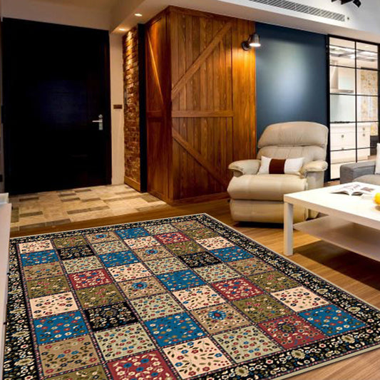 Multi-color Moroccan Rug Polyester Floral Square Pattern Rug Anti-Slip Carpet for Home Decoration Clearhalo 'Area Rug' 'Moroccan' 'Rugs' Rug' 1516257