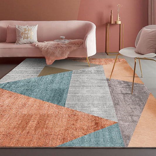 Orange and Blue Modern Rug Polyester Striped Geometric Colorblock Rug Washable Non-Slip Backing Rectangle Rug for Bedroom Blue-Orange Clearhalo 'Area Rug' 'Modern' 'Rugs' Rug' 1516264