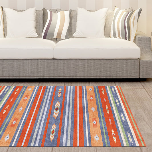 Eclectic Stripe Diamond Rug in Blue Bohemian Rug Polyester Washable Carpet for Living Room Clearhalo 'Area Rug' 'Bohemian' 'Rugs' Rug' 1516278