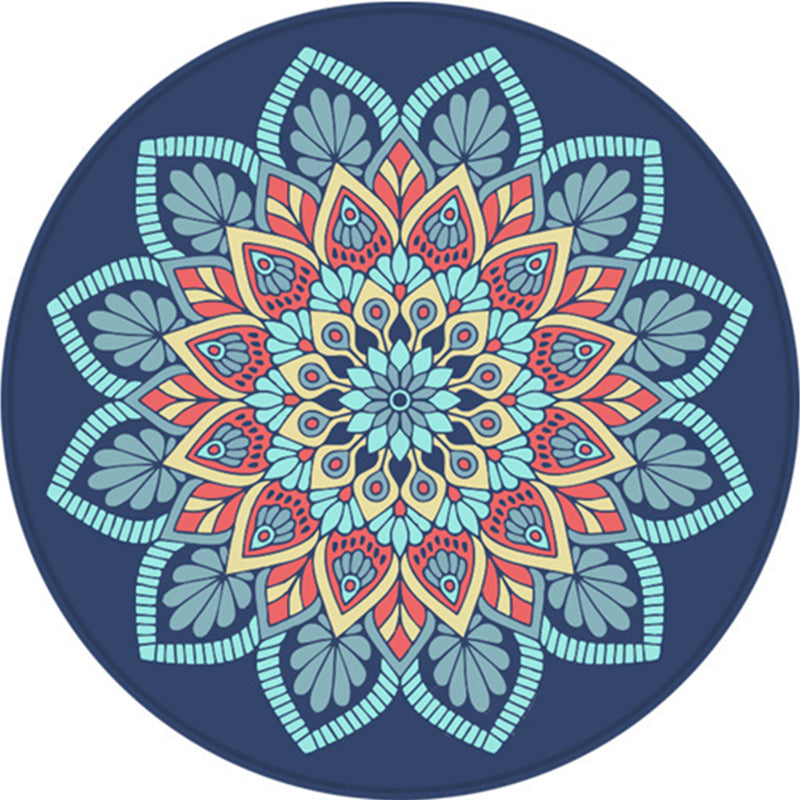Tribal Southwestern Floral Rug Blue Polyester Rug Non-Slip Backing Area Rug for Bedroom Clearhalo 'Area Rug' 'Rugs' 'Southwestern' Rug' 1516307