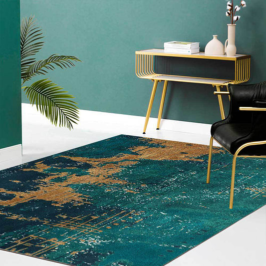 Simple Modern Rug in Teal Abstract Color Block Print Area Rug Polyester Washable Carpet for Home Decoration Dark Green Clearhalo 'Area Rug' 'Modern' 'Rugs' Rug' 1516311