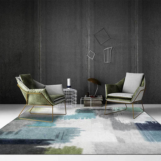 Contemporary Modern Rug in Grey Abstract Color Block Painting Print Area Rug Polyester Washable Carpet for Bedroom Grey Clearhalo 'Area Rug' 'Modern' 'Rugs' Rug' 1516335
