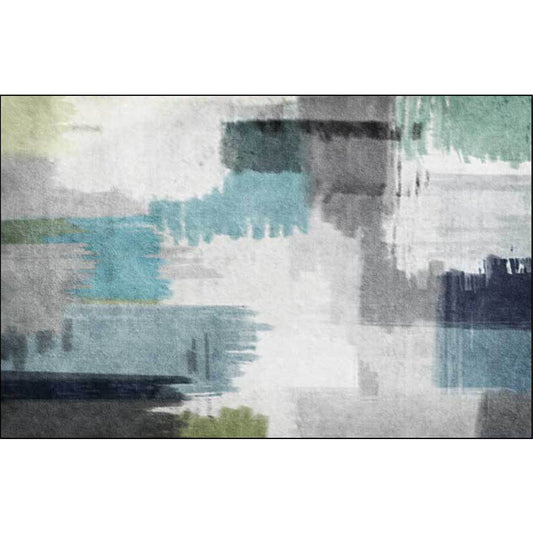 Contemporary Modern Rug in Grey Abstract Color Block Painting Print Area Rug Polyester Washable Carpet for Bedroom Clearhalo 'Area Rug' 'Modern' 'Rugs' Rug' 1516337