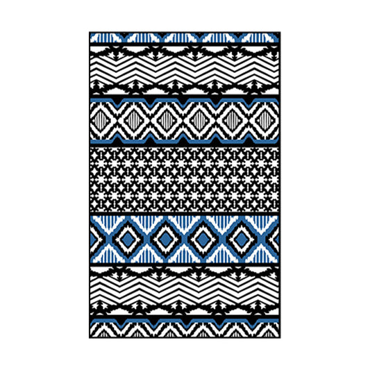 Retro Geometric Wave Stripe Rug in Black Bohemian Carpet Polyester Non-Slip Backing Rug for Living Room Clearhalo 'Area Rug' 'Bohemian' 'Rugs' Rug' 1516357