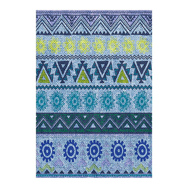 Retro Wave Stripe Triangle Rug in Blue Bohemian Rug Polyester Non-Slip Backing Rug for Bedroom Clearhalo 'Area Rug' 'Bohemian' 'Rugs' Rug' 1516363