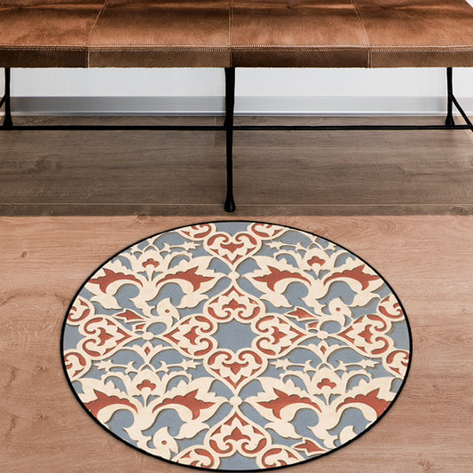 Light Blue Americana Rug Polyester Southwestern Pattern Rug Non-Slip Backing Carpet for Bedroom