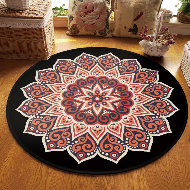 Retro Floral Area Rug Black and Red Moroccan Rug Polyester Non-Slip Backing Rug for Bedroom Red Clearhalo 'Area Rug' 'Moroccan' 'Rugs' Rug' 1516454